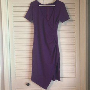 Super flattering and comfortable! Purple mid-length dress